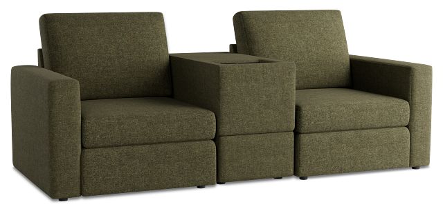 Citymod Green Fabric 3-piece Modular Sofa With Media Console