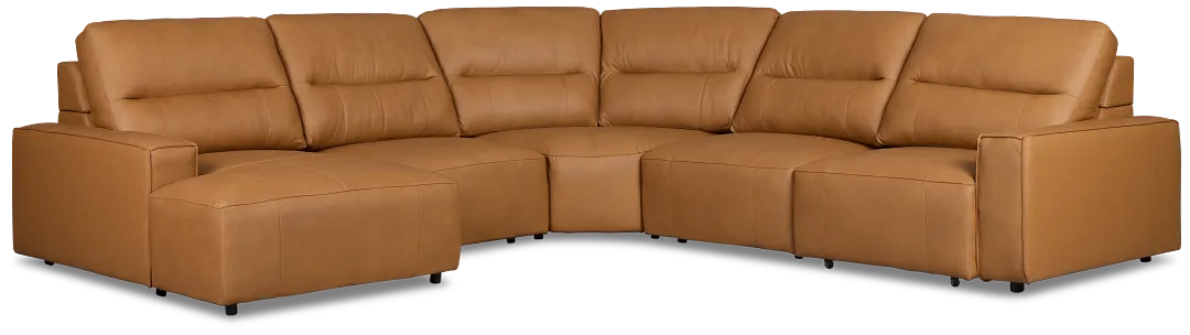 Rudy Brown Lthr/vinyl Small Right Chaise Power Extension Sectional