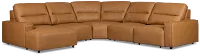 Rudy Brown Lthr/vinyl Small Right Chaise Power Extension Sectional