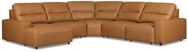 Rudy Brown Lthr/vinyl Small Right Chaise Power Extension Sectional