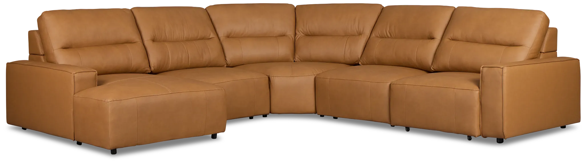 Rudy Brown Lthr/vinyl Small Right Chaise Power Extension Sectional