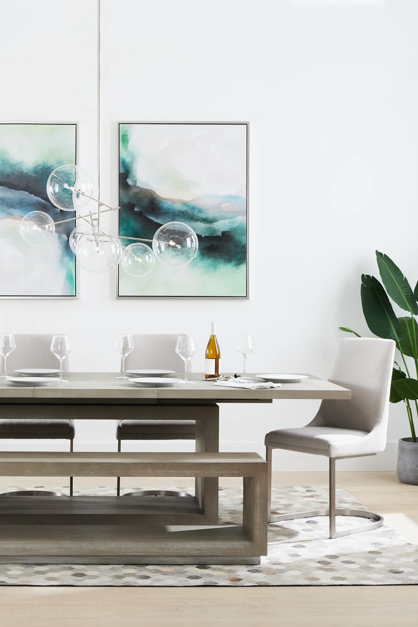 Madden Light Tone Rect Table, 4 Chairs & Bench