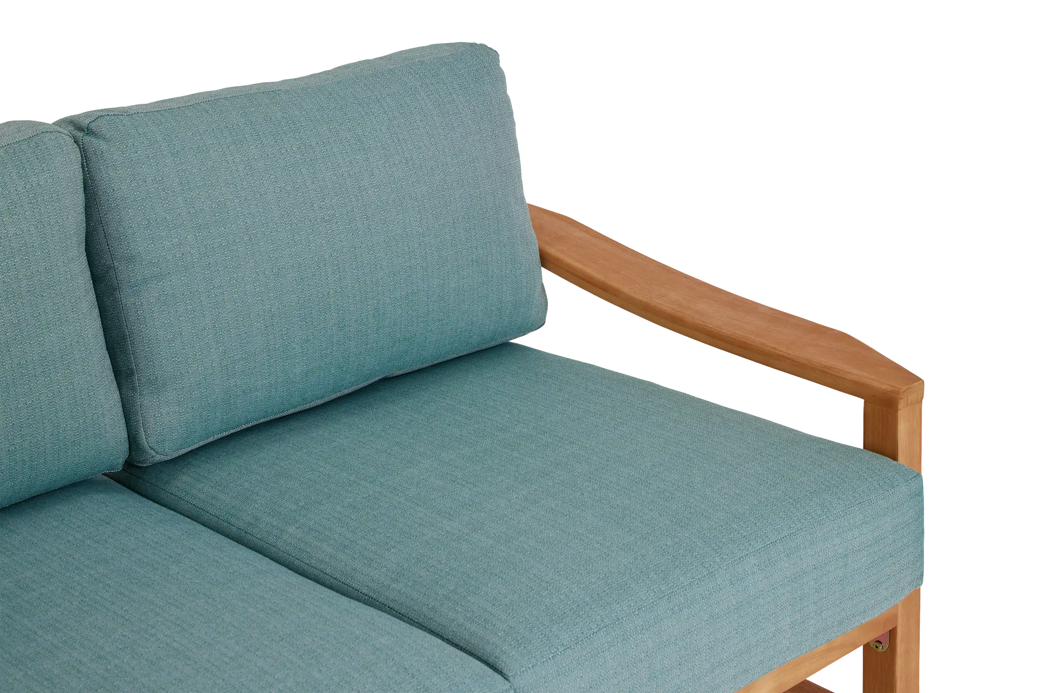 Tobago Light Tone Loveseat With Teal Cushions Tobago Light Tone Loveseat With Teal Cushions