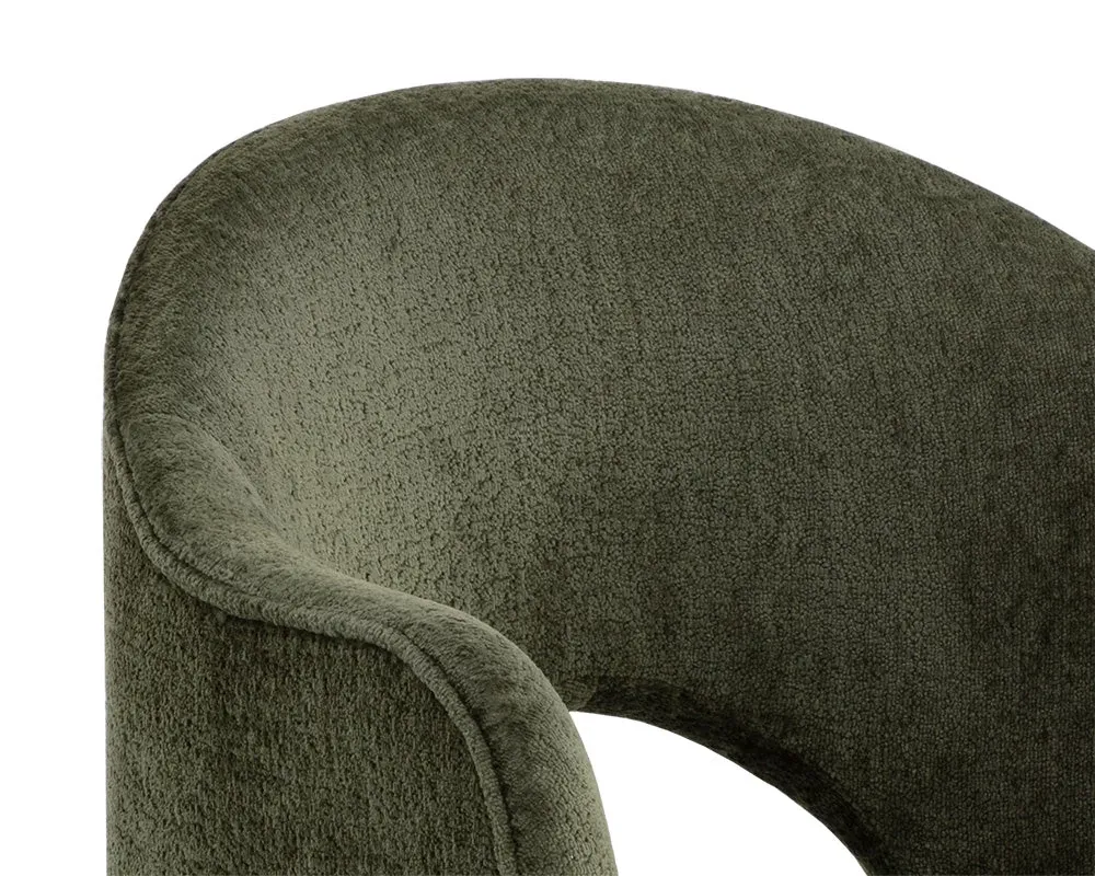 Callan Dark Green Curved Upholstered Arm Chair