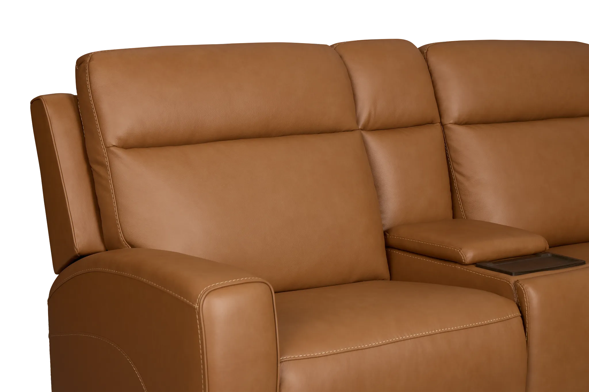 Flexsteel Belmont Medium Brown Lthr/vinyl Large Triple Power Reclining Two-arm Sectional