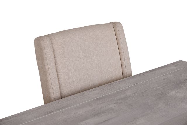 Delray White Rect Table & 4 Upholstered Chairs