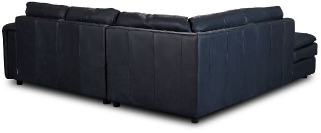 Rowan Navy Leather Small Left Bumper Sectional