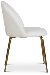 Capri White Micro Upholstered Side Chair W/ Gold Legs