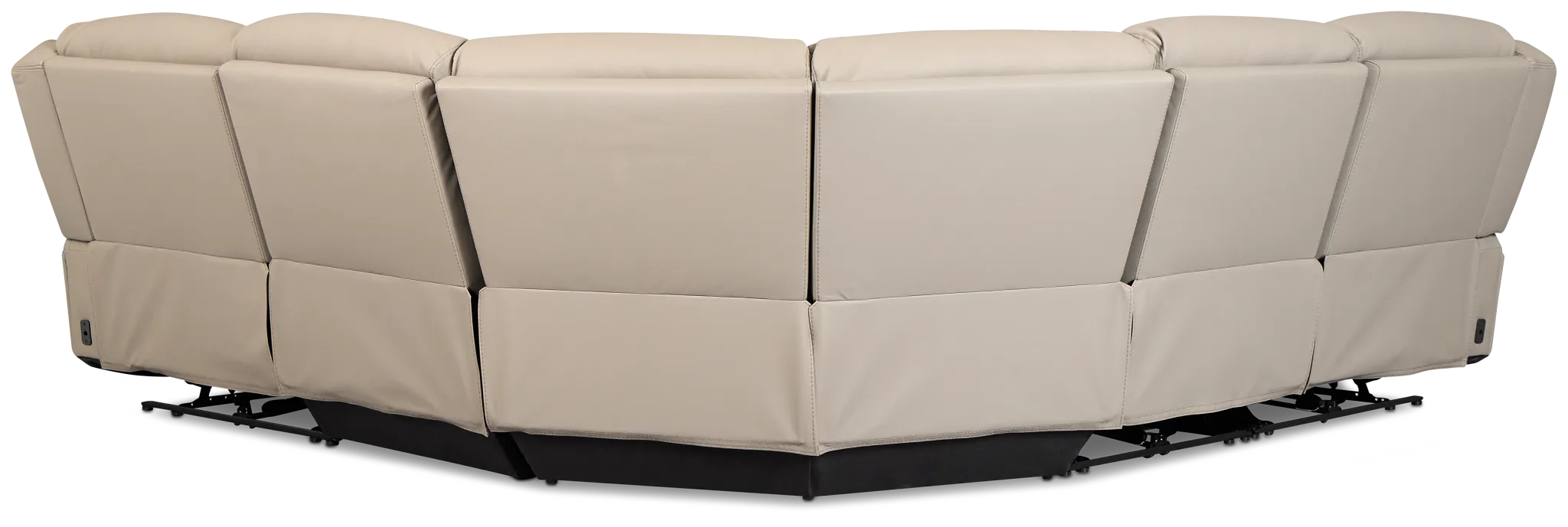 Wilder Taupe Leather Small Triple Power Reclining Two-arm Sectional