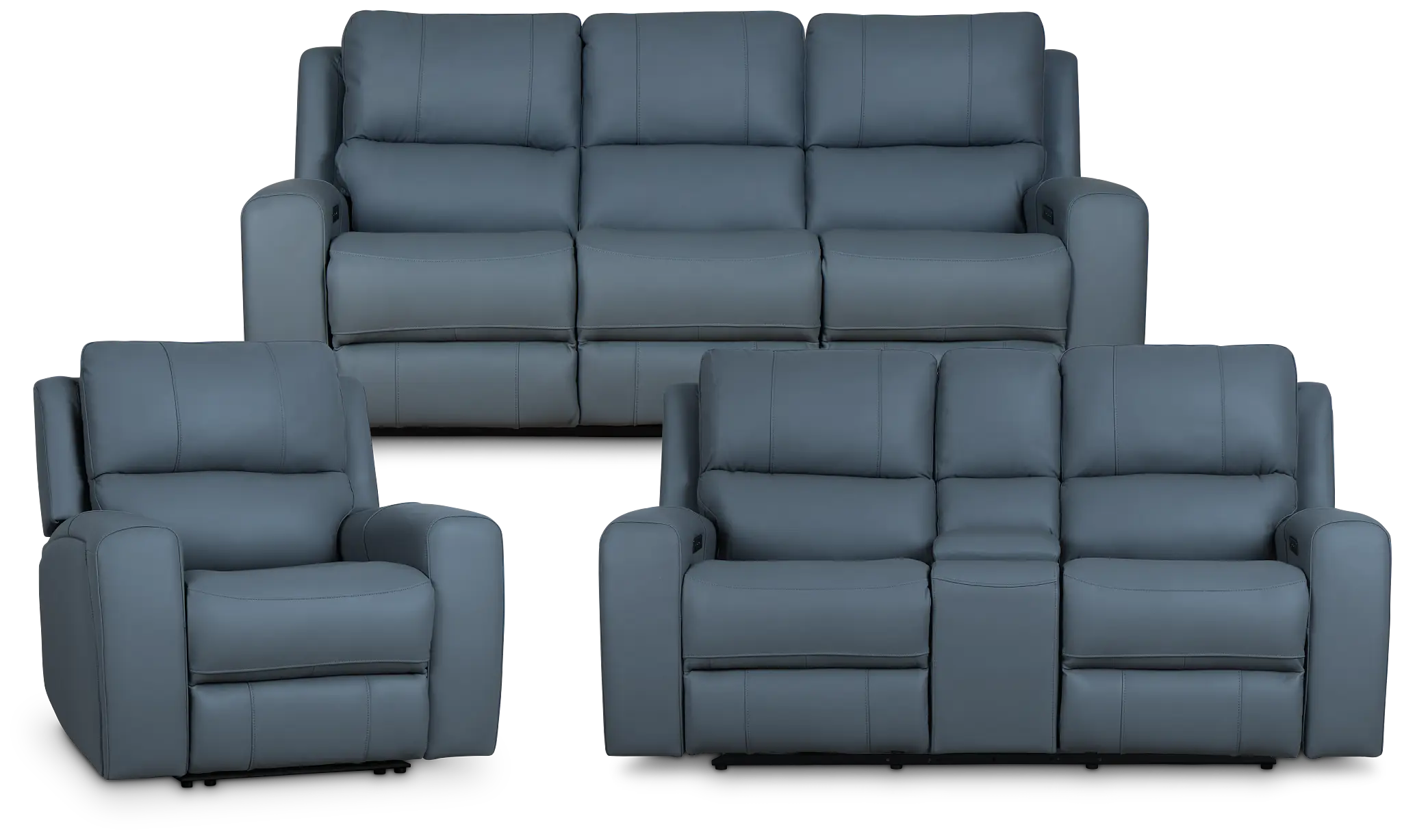 Summit Blue Lthr/vinyl Power Reclining Living Room Summit Blue Lthr/vinyl Power Reclining Living Room