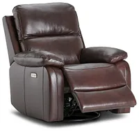 Mason Brown Leather Power Swivel Glider Recliner