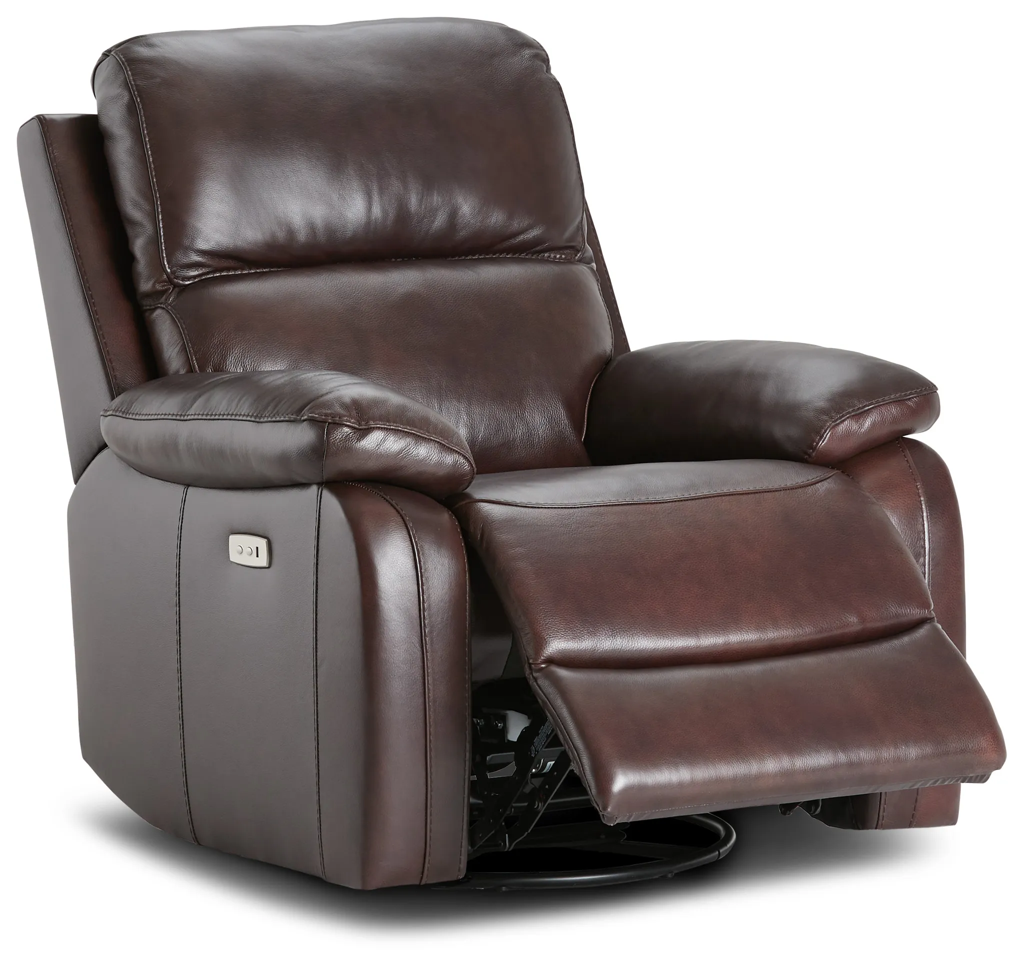 Mason Brown Leather Power Swivel Glider Recliner