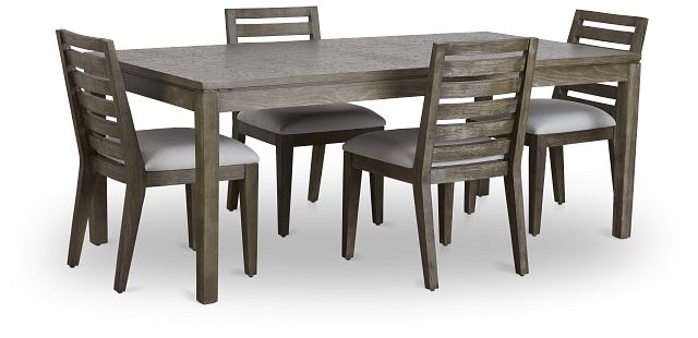 Bravo Dark Tone Rect Table & 4 Slat Chairs (4)