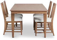 Provo Mid Tone Rect Table & 4 White Upholstered Chairs