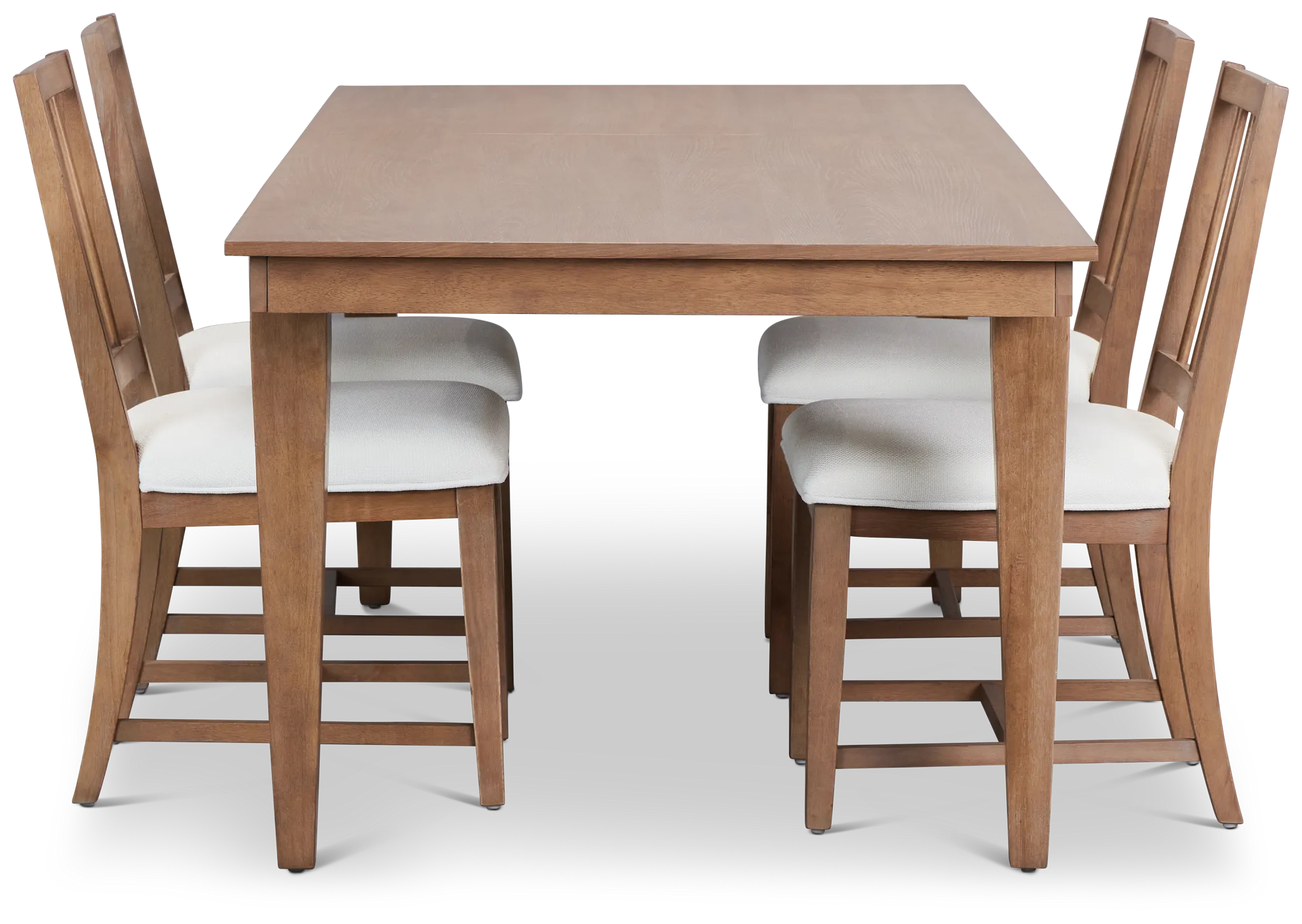 Provo Mid Tone Rect Table & 4 White Upholstered Chairs