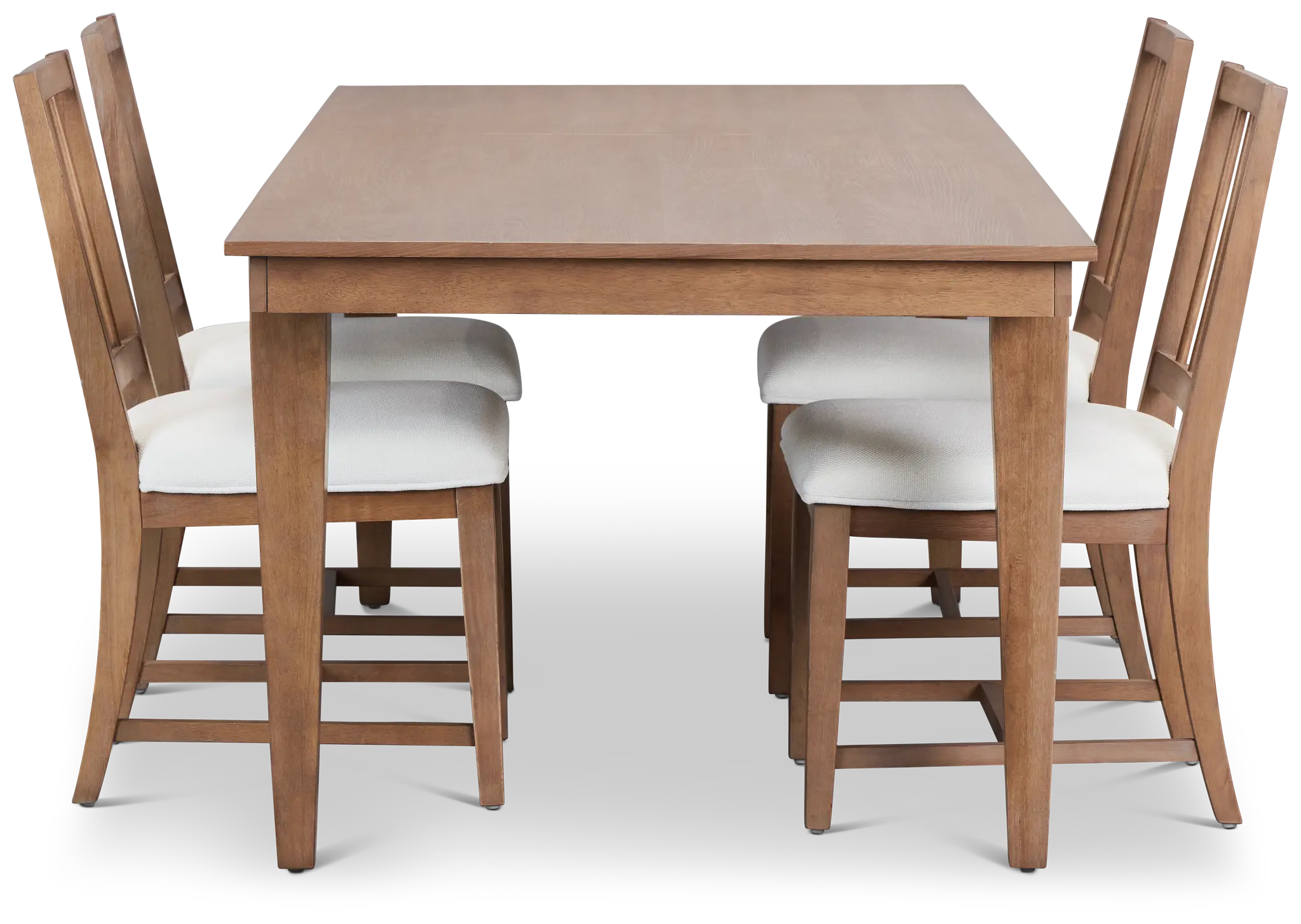 Provo Mid Tone Rect Table & 4 White Upholstered Chairs Provo Mid Tone Rect Table & 4 White Upholstered Chairs