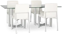 Amalfi White Glass Rectangular Table & 4 Upholstered Chairs