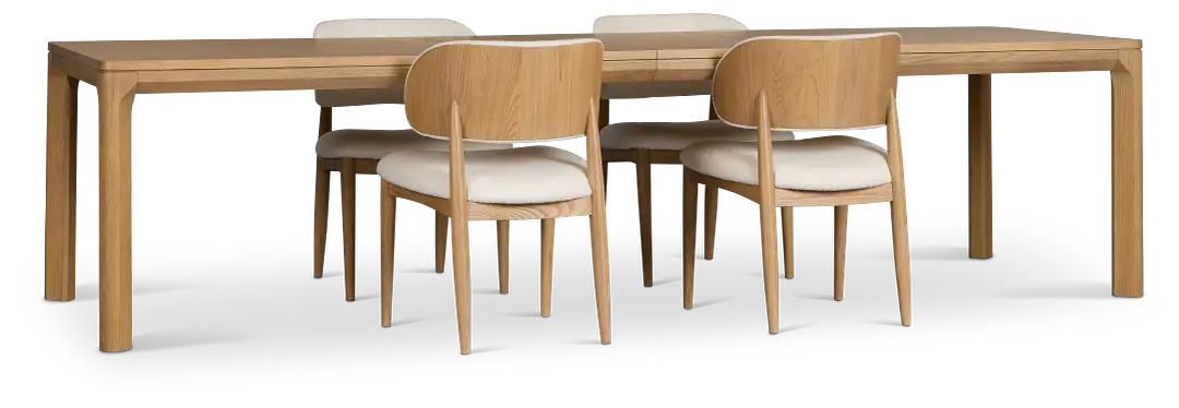 Gables Light Tone Rect Table & 4 Upholstered Chairs Gables Light Tone Rect Table & 4 Upholstered Chairs