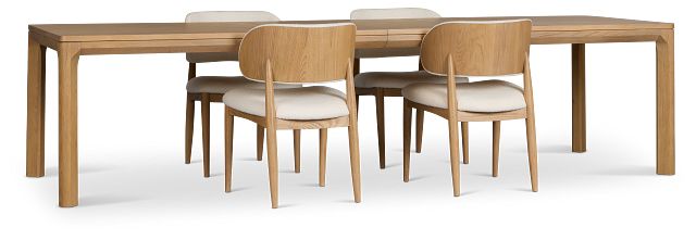 Gables Light Tone Rect Table & 4 Upholstered Chairs