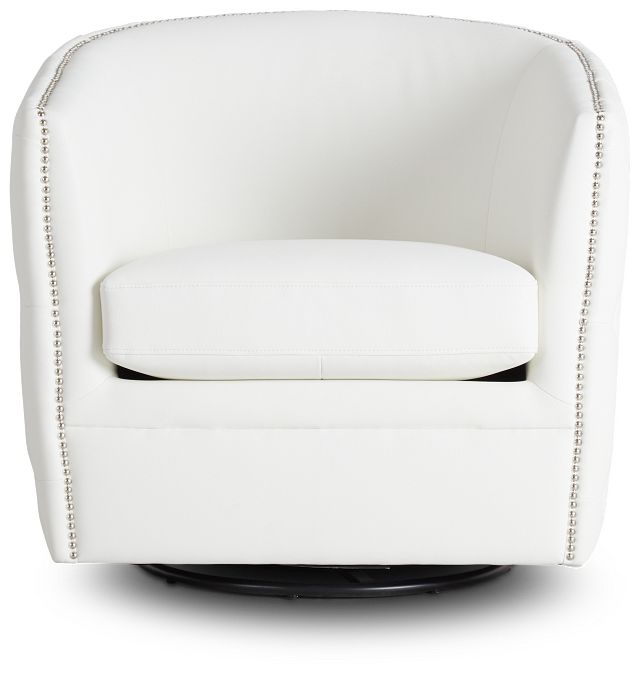 Naomi White Micro Swivel Accent Chair (3)