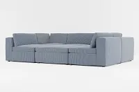 Destin Lucy Navy Fabric 6-piece Pit Sectional