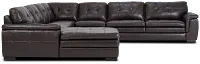 Braden Dark Brown Leather Large Left Chaise Sectional