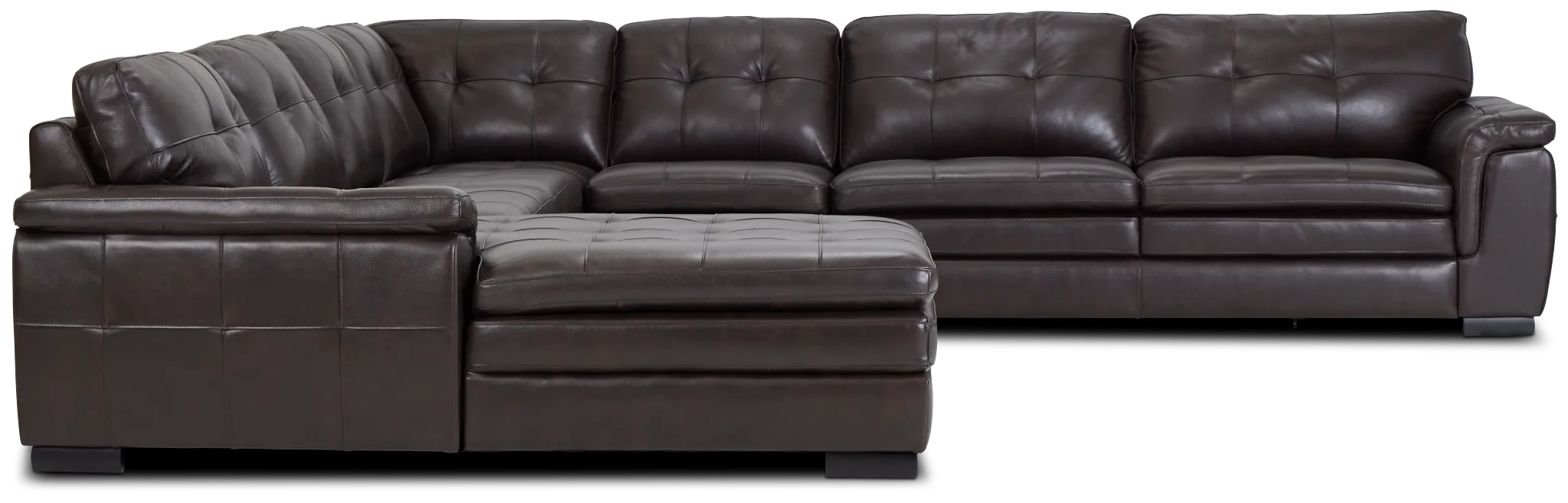 Braden Dark Brown Leather Large Left Chaise Sectional
