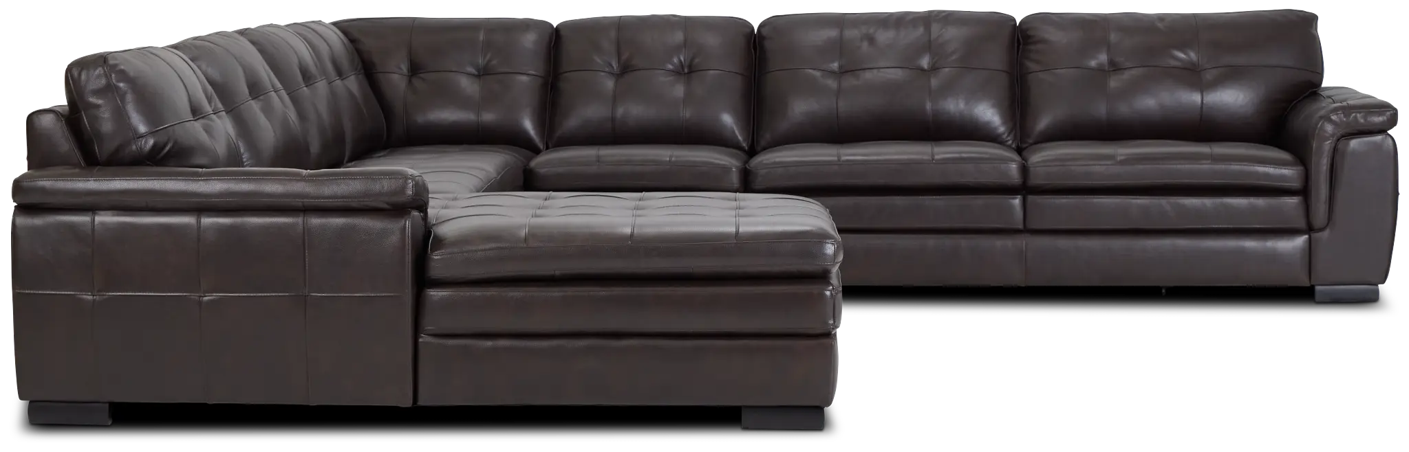 Braden Dark Brown Leather Large Left Chaise Sectional Braden Dark Brown Leather Large Left Chaise Sectional