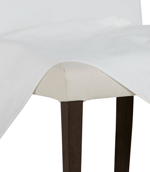 Destination White Long Slipcover Chair With Medium-tone Leg
