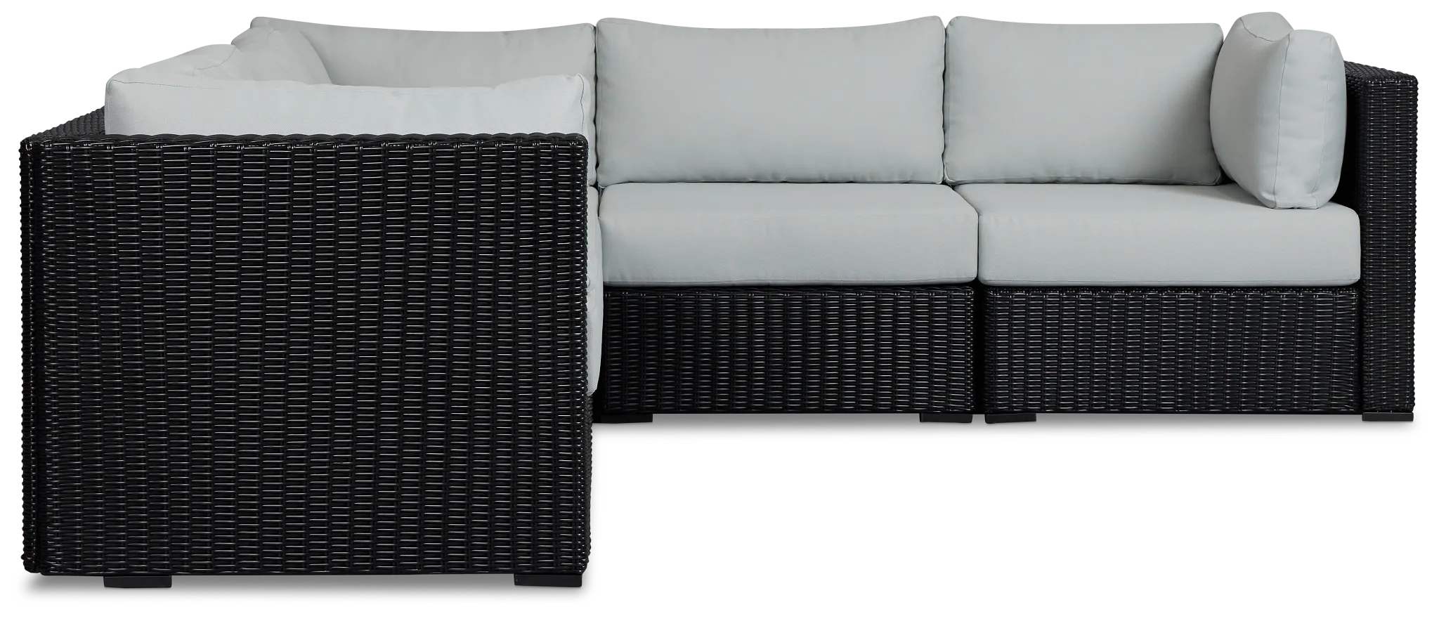 Montecito Black 5-piece Modular Sectional With Light Blue Cushions