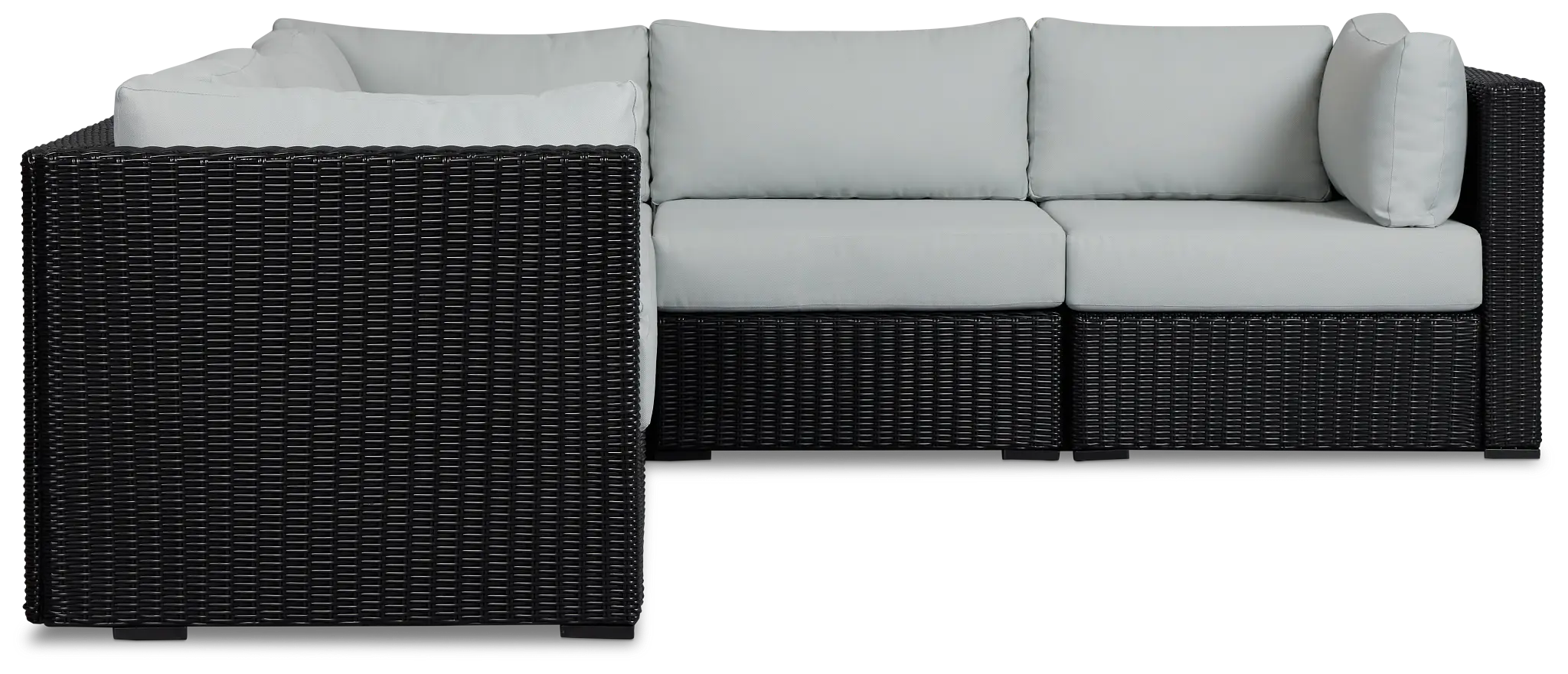 Montecito Black 5-piece Modular Sectional With Light Blue Cushions Montecito Black 5-piece Modular Sectional With Light Blue Cushions