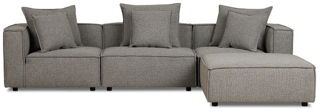 Tatum Gray Fabric 4-piece Bumper Sectional