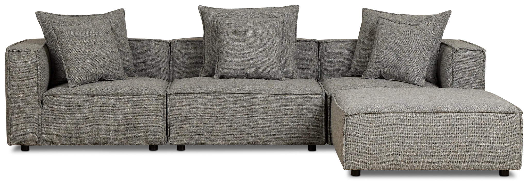 Tatum Gray Fabric 4-piece Bumper Sectional