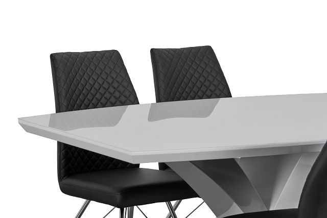 Lima Black Table & 4 Upholstered Chairs
