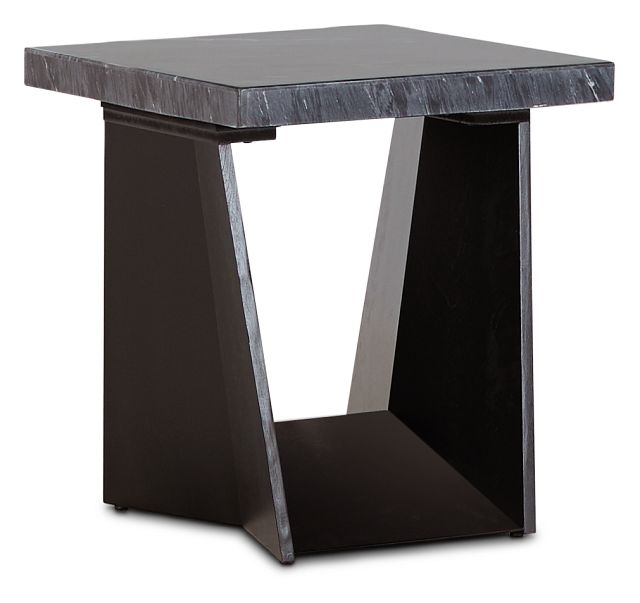 Auburn Dark Gray Marble Square End Table