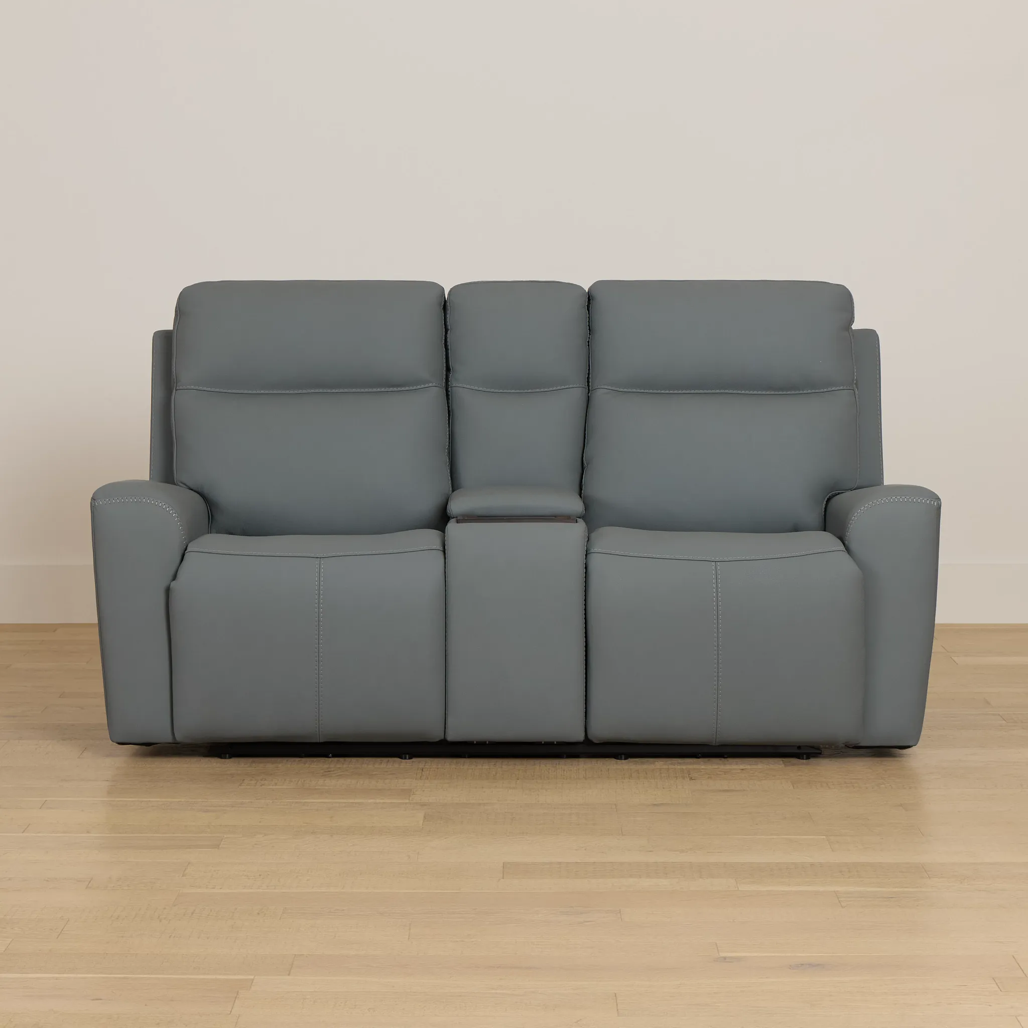 Flexsteel Sterling Blue Lthr/vinyl Power Reclining Loveseat
