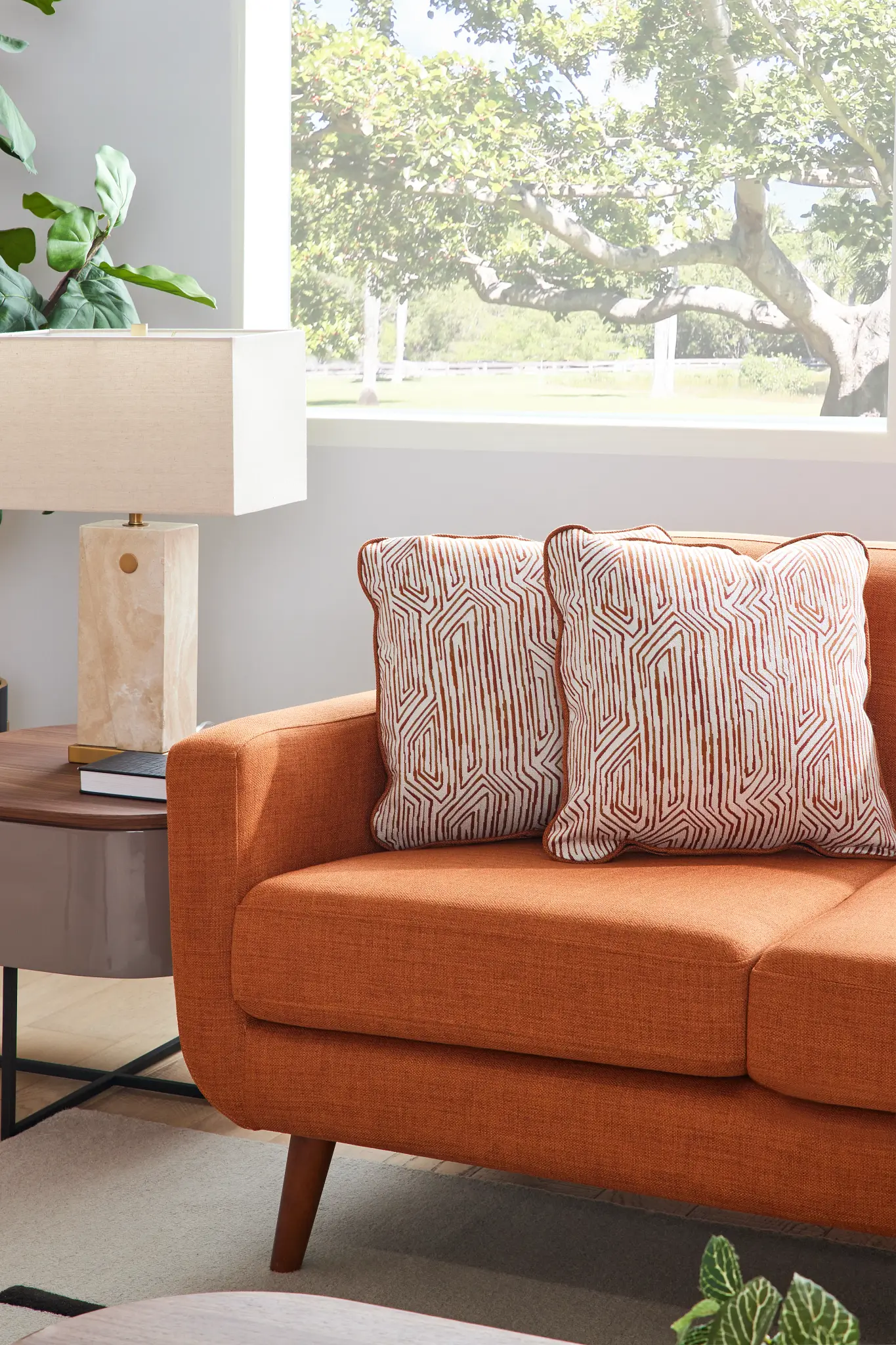 Raya Orange Fabric Sofa Raya Orange Fabric Sofa