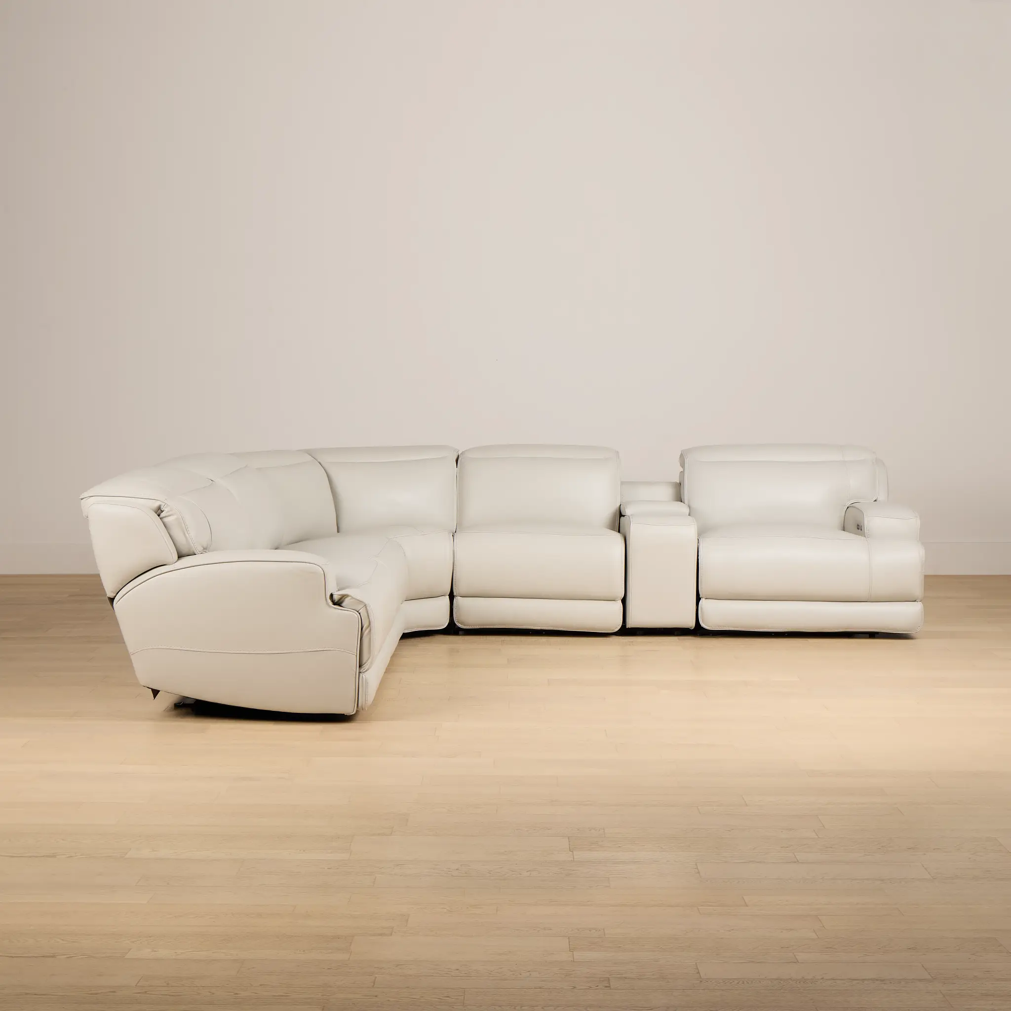 Reign Gray Leather/Vinyl Medium Triple Power 2-arm Sectional Reign Gray Leather/Vinyl Medium Triple Power 2-arm Sectional