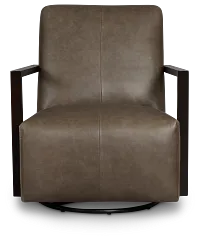 Lucas Dark Gray Leather Swivel Rocker Glider