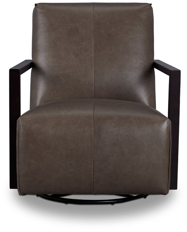 Lucas Dark Gray Leather Swivel Rocker Glider