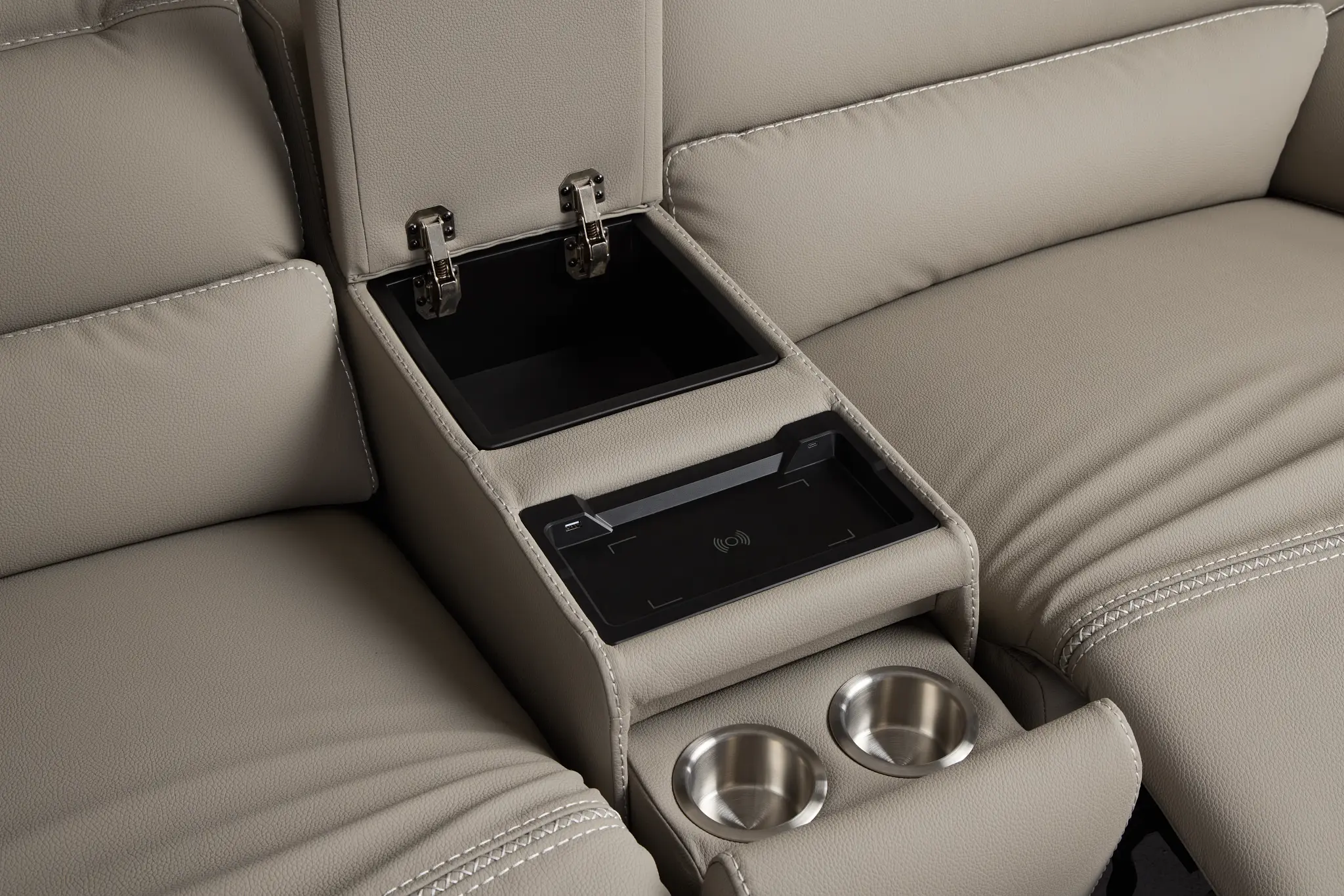 Jett Gray Micro Large Dual Power Reclining Two-arm Sectional Jett Gray Micro Large Dual Power Reclining Two-arm Sectional