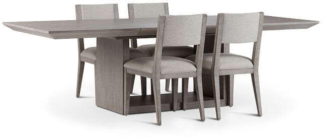 Rio Light Tone Trestle Table & 4 Wood Chairs