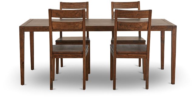 Chicago Dark Tone Rect Table & 4 Wood Chairs