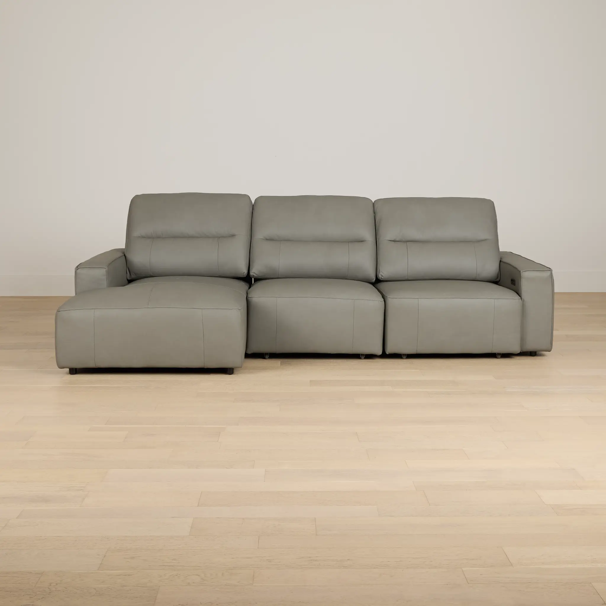 Rudy Gray Lthr/vinyl Left Dual Power Extension Chaise Sectional Rudy Gray Lthr/vinyl Left Dual Power Extension Chaise Sectional