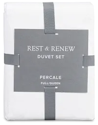 Rest & Renew Percale Cotton White 200 Thread Duvet Set