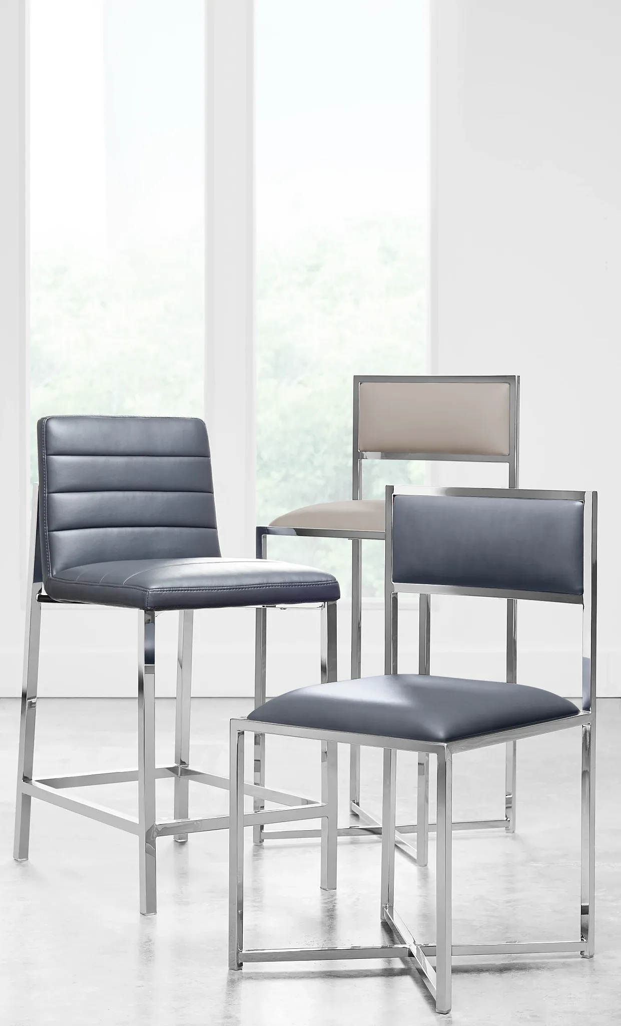 Amalfi Gray Stnl Steel Upholstered Side Chair