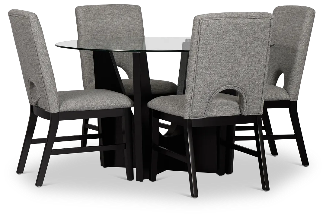 Oxford Glass Round Table & 4 Upholstered Chairs