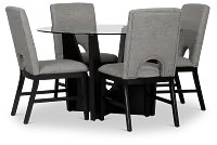 Oxford Glass Round Table & 4 Upholstered Chairs