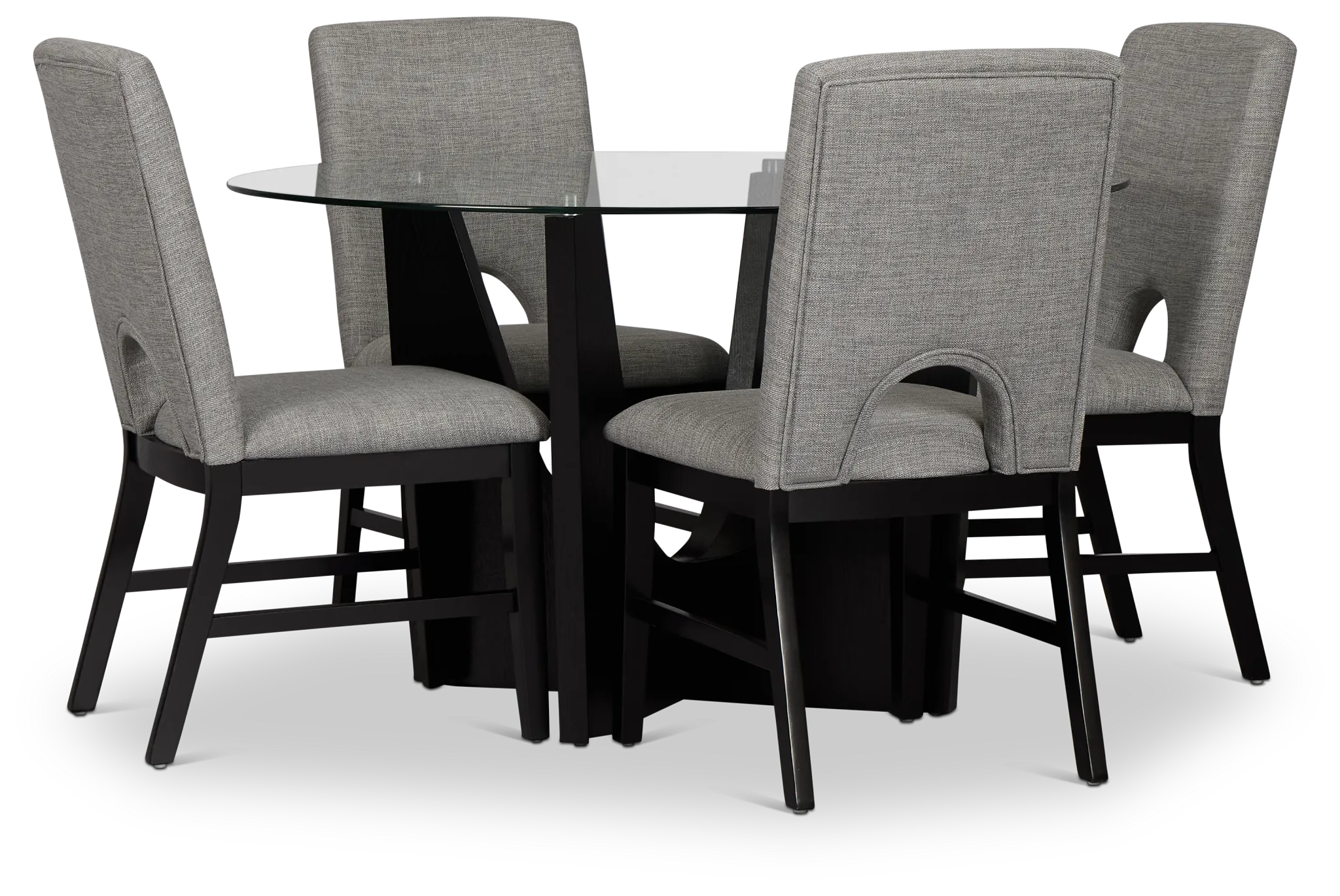 Oxford Glass Round Table & 4 Upholstered Chairs