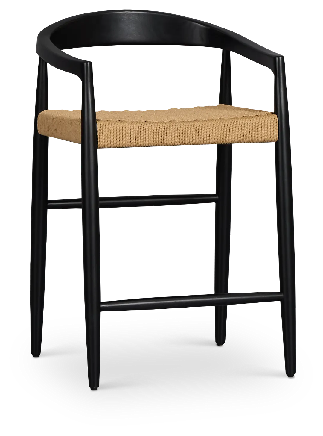 Santorini Black Curved 24" Woven Barstool